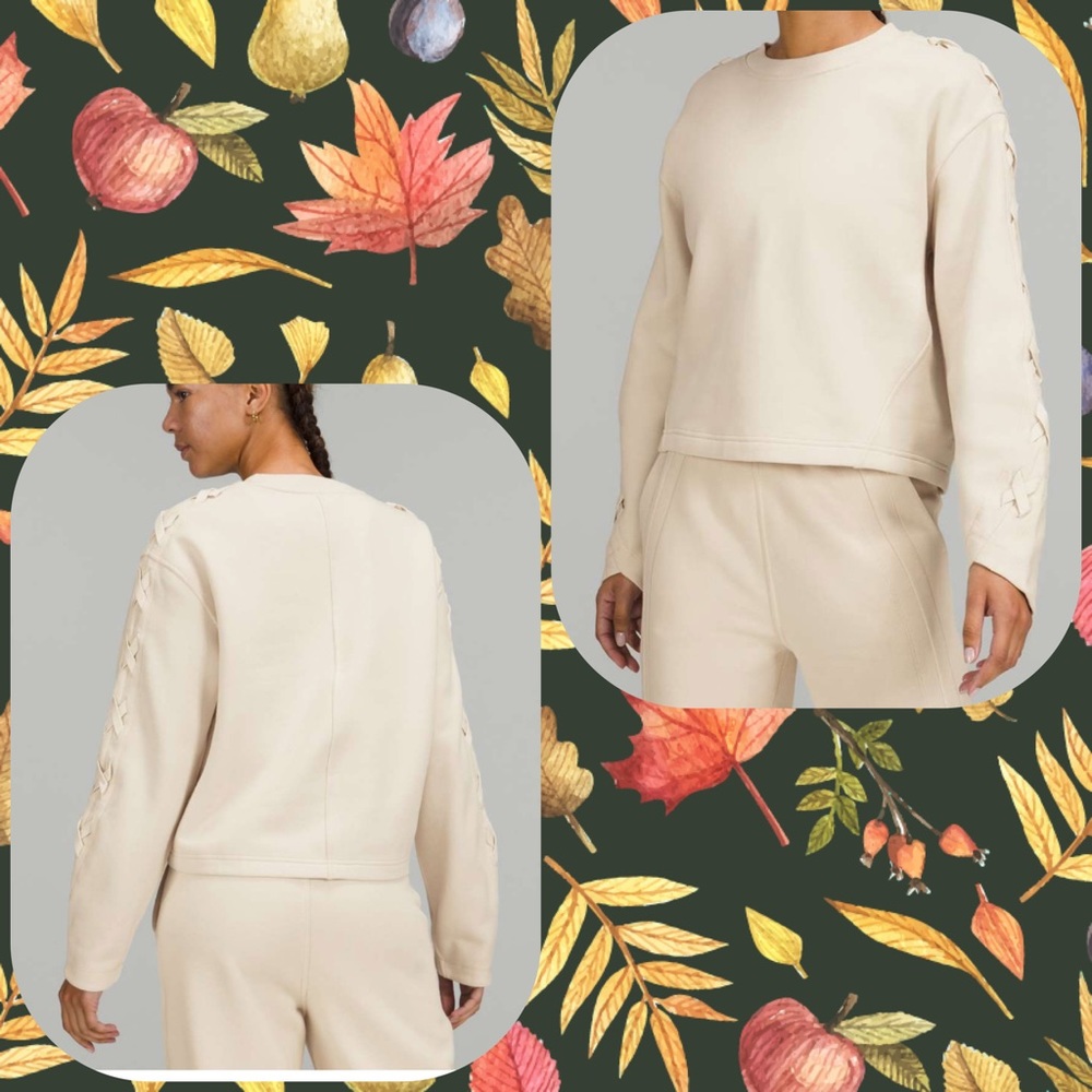 Lululemon Braided Sleeve Pullover size 12 White Opal NWT